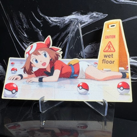 Wet Floor Trainer Girl – 5" Anime Art Sticker